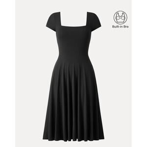 OGL Flowy Square Neck Short Sleeve Midi Brami Dress NWT SIZE S